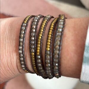 Nakamol long skinny wrap beaded bracelet adjustable EUC